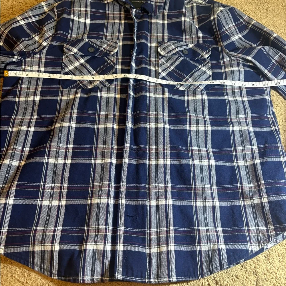Banana Republic Navy and White Plaid‎ Men's XL Shirt Jacket